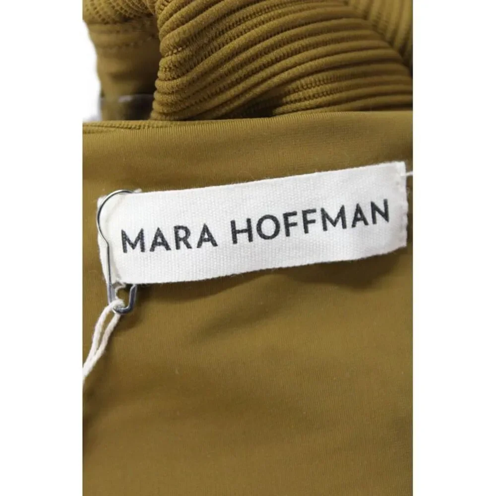 Mara Hoffman Womens Textured Lined High Waisted Swimwear Bottoms Green Size M